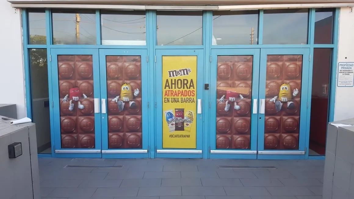 Mcdonalds store front doors in blue color